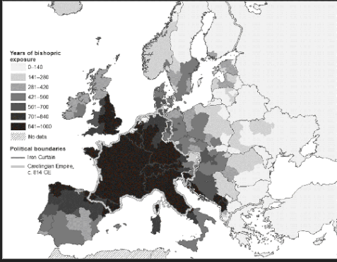 Map of the Carolingian Empire and the Church&rsquo;s influence